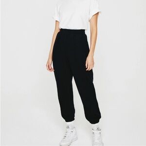 Ag Adriano Goldschmied Black Track Pants High-Waisted Relaxed Fit Size S